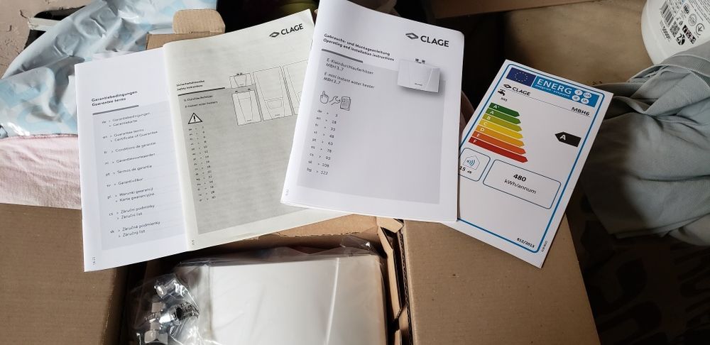 Електричний поточний водонагрівач clage mbh 6 (5,7) kw