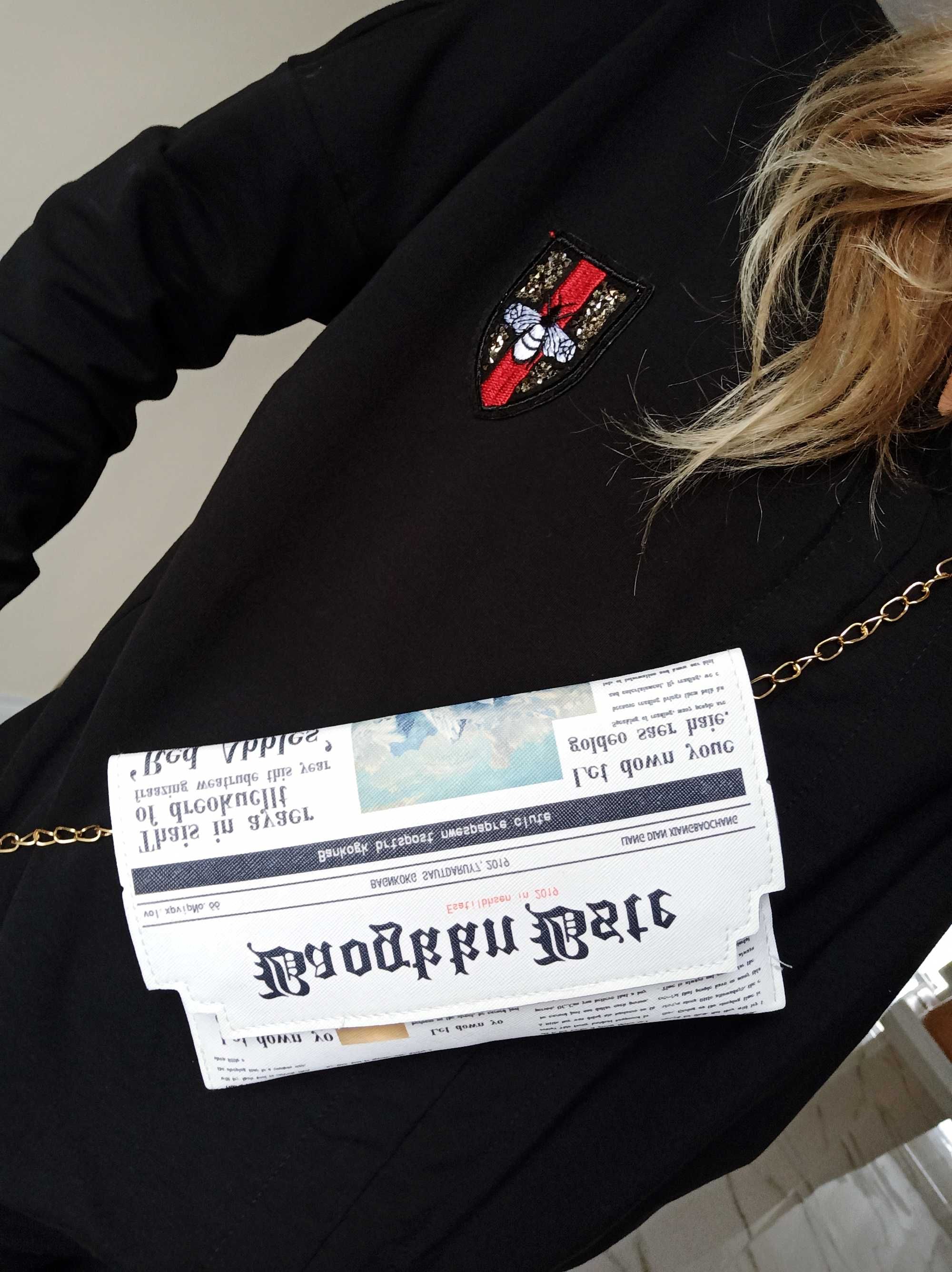 Torebka damska NA JESIEŃ kopertówka gazeta biała PREMIUM. Na Prezent