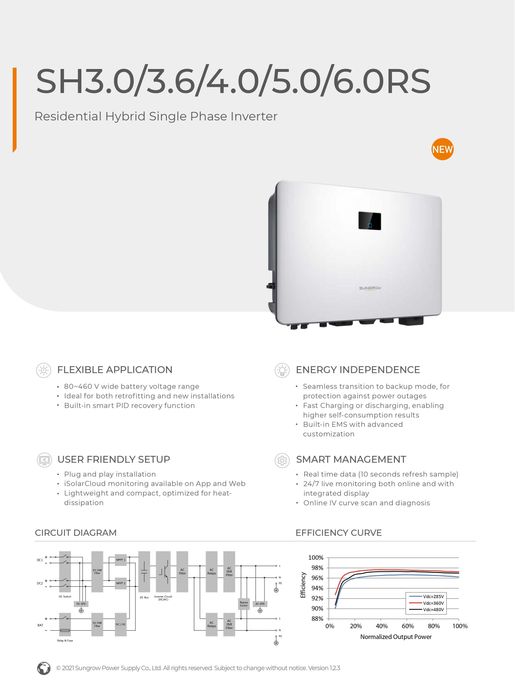 Інвертор Sungrow  SH6.0 RS 6 квт + акумулятор SBR 064 6,4 квт, Deye.
