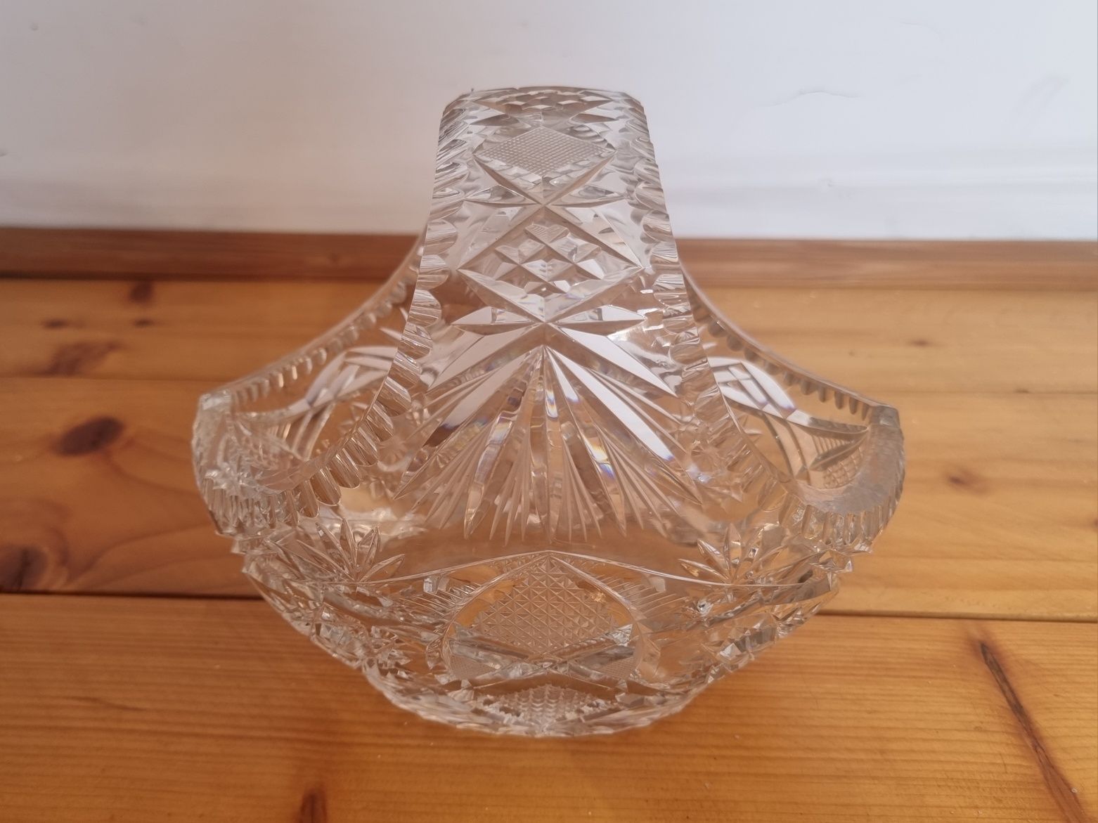 Kryształowy koszyk wazon PRL