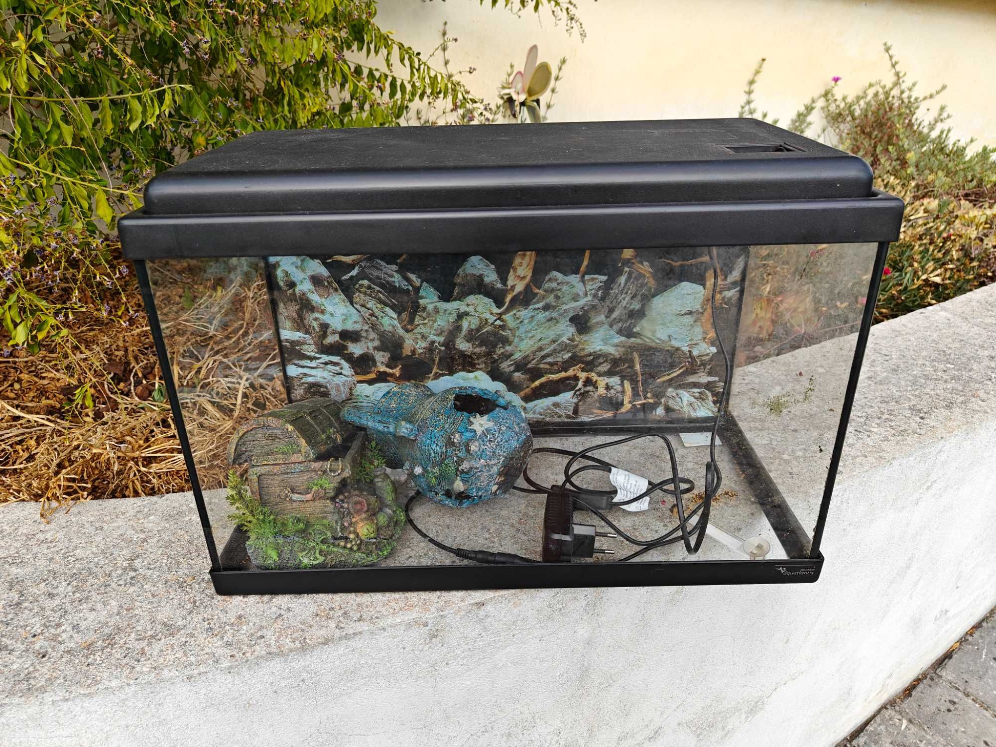 Aquário 50 litros com termômetro e luz led.