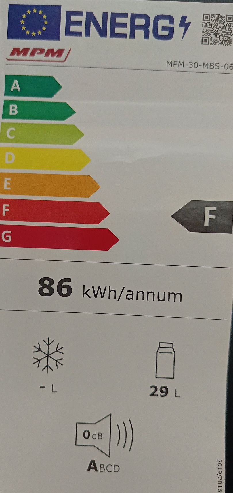 Lodówka jednodrzwiowa MPM 40-MBS-03