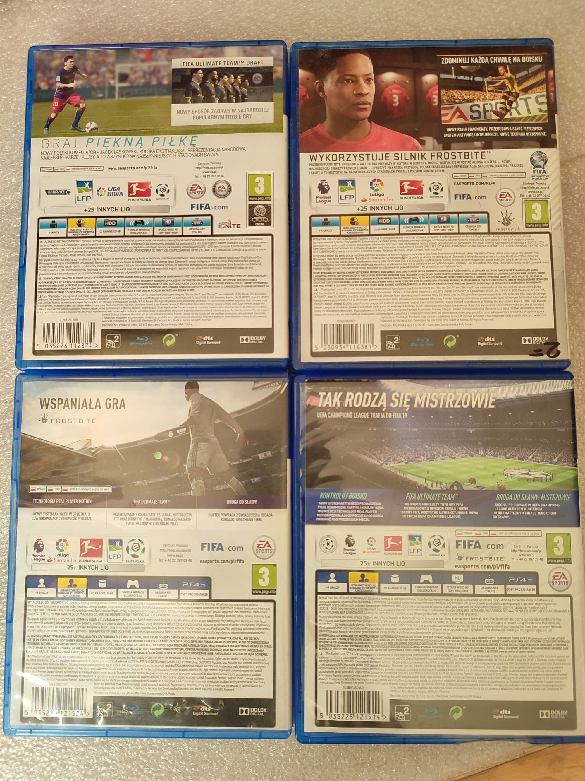 Zestaw gier FIFA 16, 17, 18, 19 - PS4 PS5 - j.polski, duży wybór gier