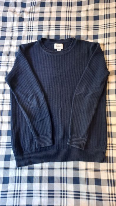 Camisola de malha azul marinho