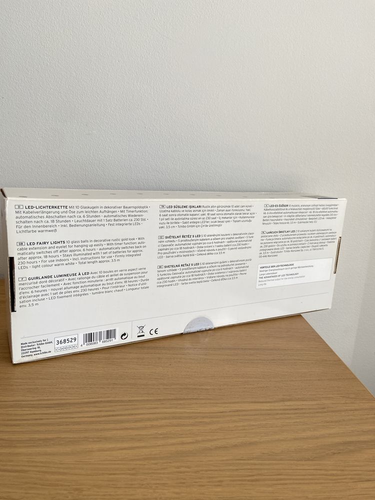 Lampki świąteczne szklane kule 10 szt. na baterie łańcuch ciepłe