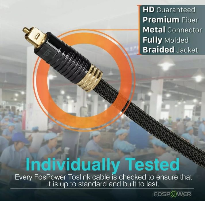 FosPower 7.5m - 7.5m Fibra Otica Toslink S/PDIF Digital Audio