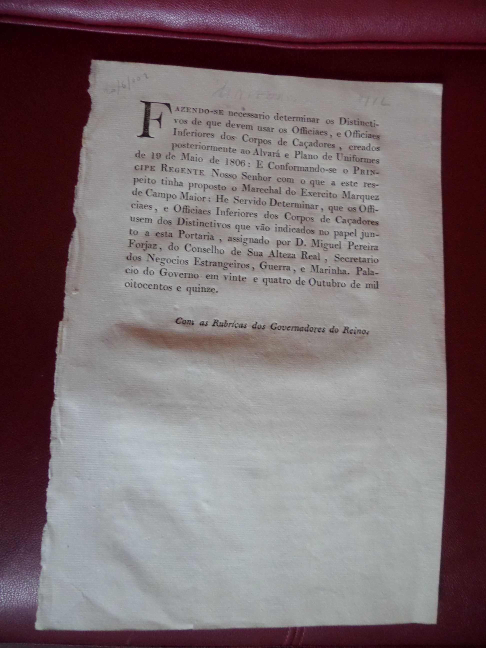 Documento Impresso, ano  1815