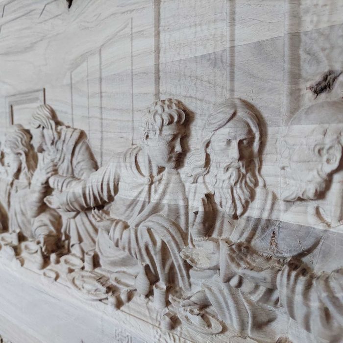 Ostatnia Wieczerza Płaskorzeźba w Drewnie Dębowym