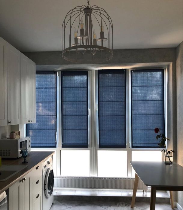 Готові римські штори 4 секціі тканина льон без карнізу