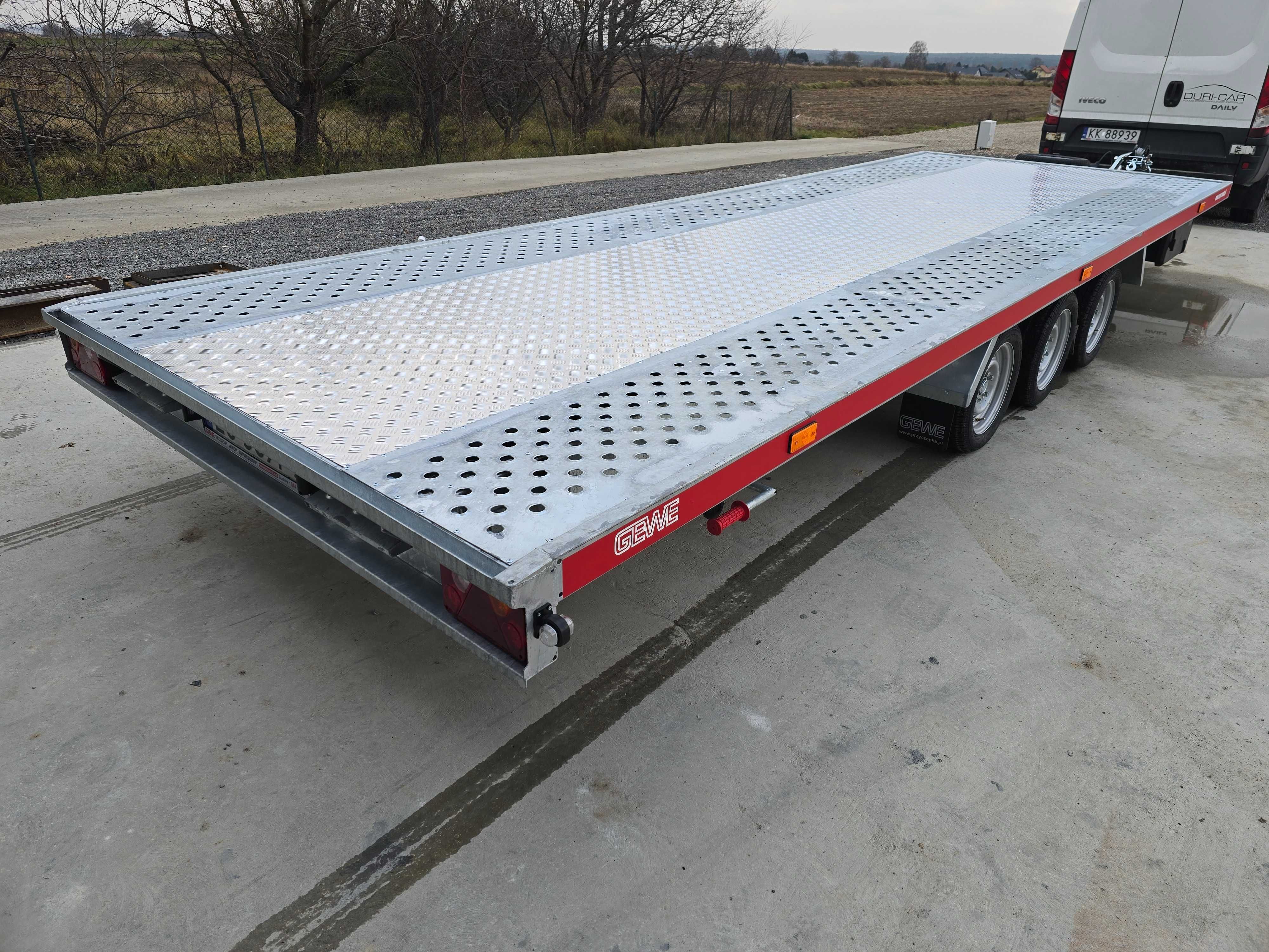 Wypożyczalnia przyczepy lawety 4,60m6,10m8,50m aluminiowa z OC sprawcy