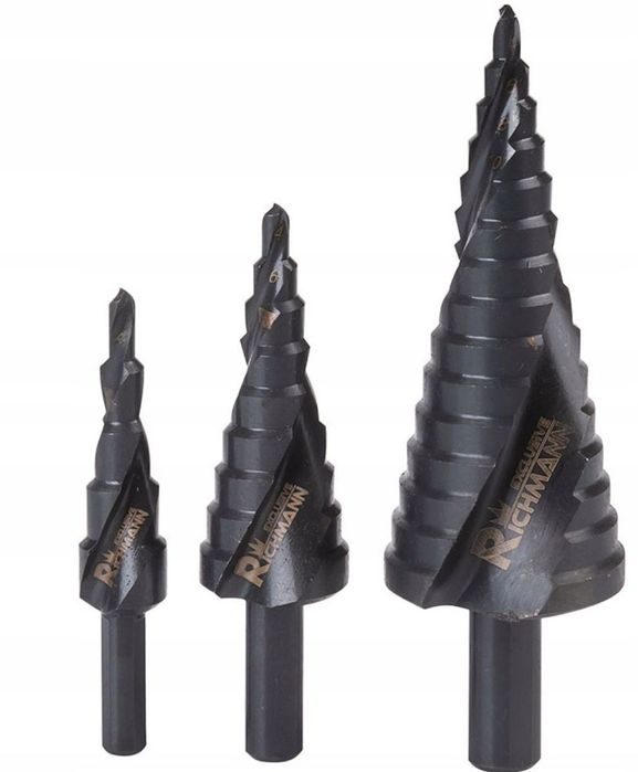 WIERTŁA STOPNIOWE SPIRALNE DO METALU 4-32 mm 3 szt