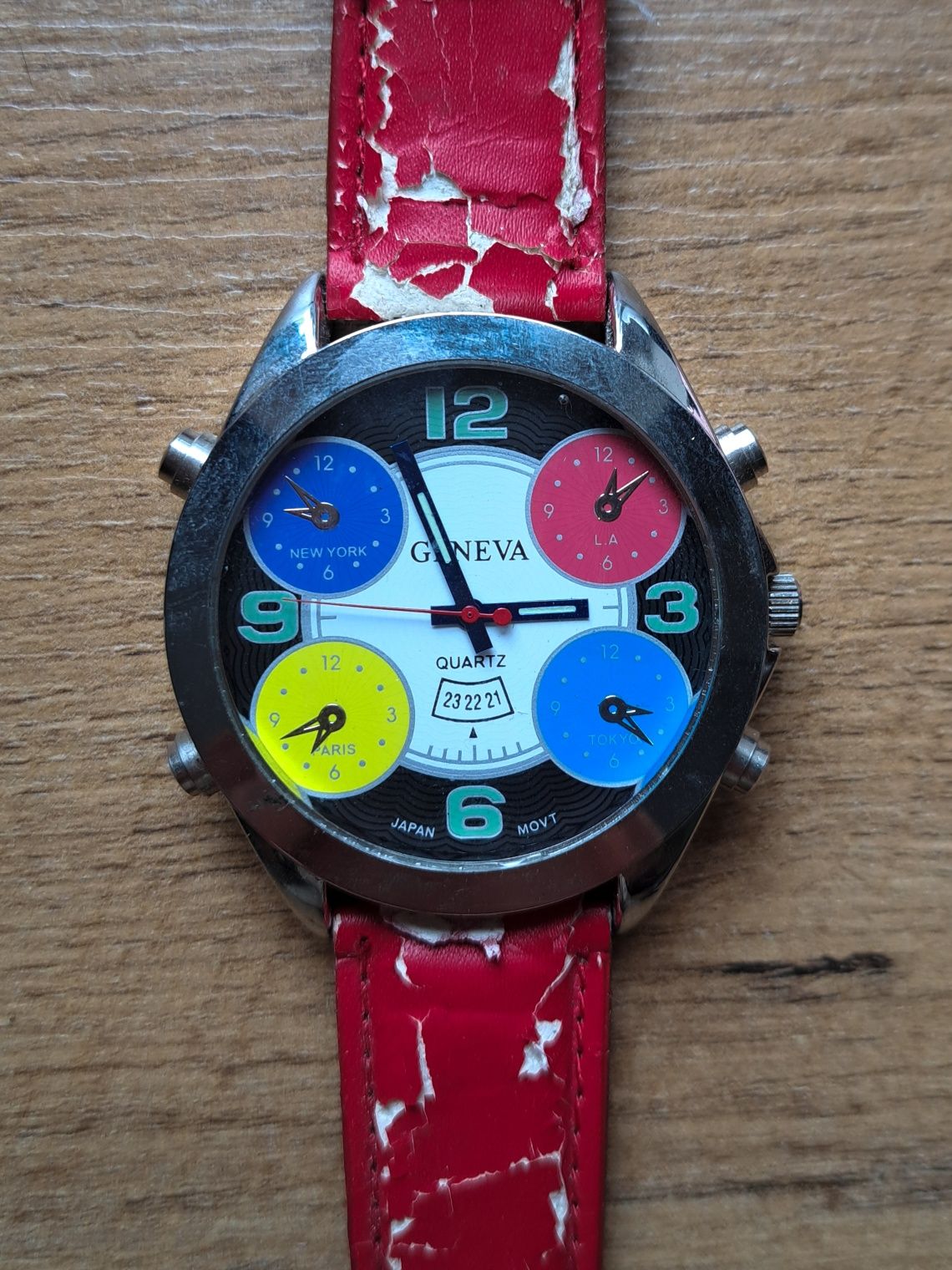 zegarek GENEVA na rękę Quartz analogowy 5w1 poczwórny old money design