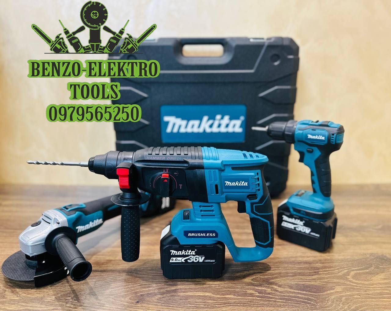 Makita 3/1 Болгарка DGA 504 + Шуруповерт DDF 484 + Перфератор DHR 202