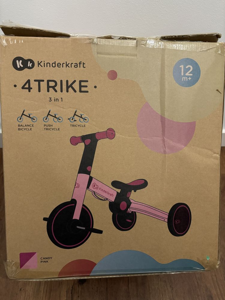 Kinderkraft, 4TRIKE, rowerek trójkołowy, Candy Pink