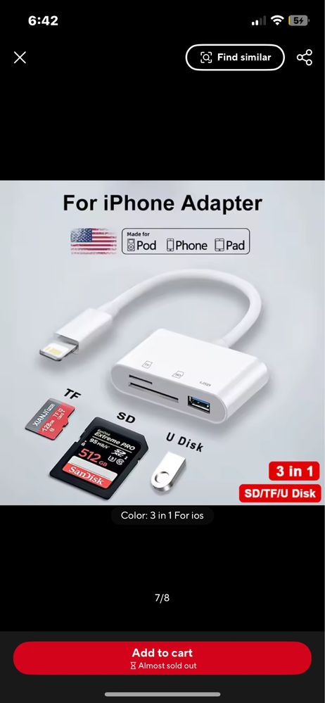 Перехідник Lightning Apple iPad SD Card Camera Reader