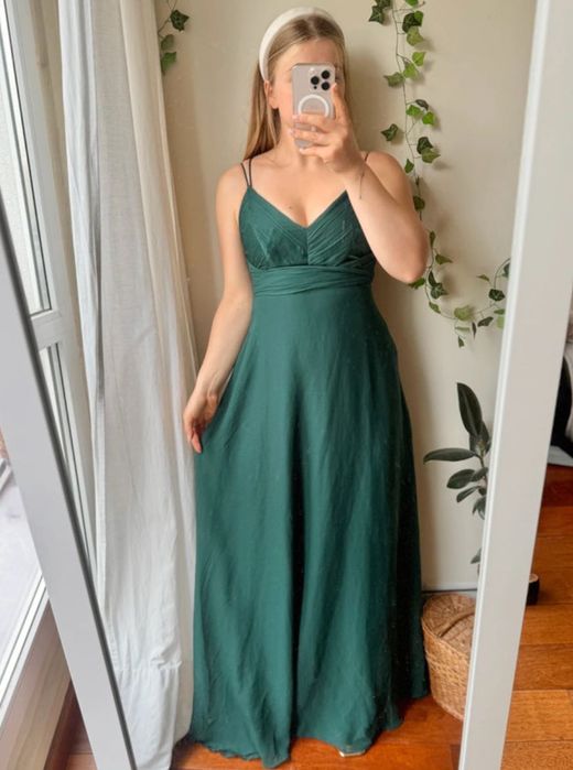 Zielona maxi suknia wieczorowa długa do ziemi nowa na ramiączkach asos