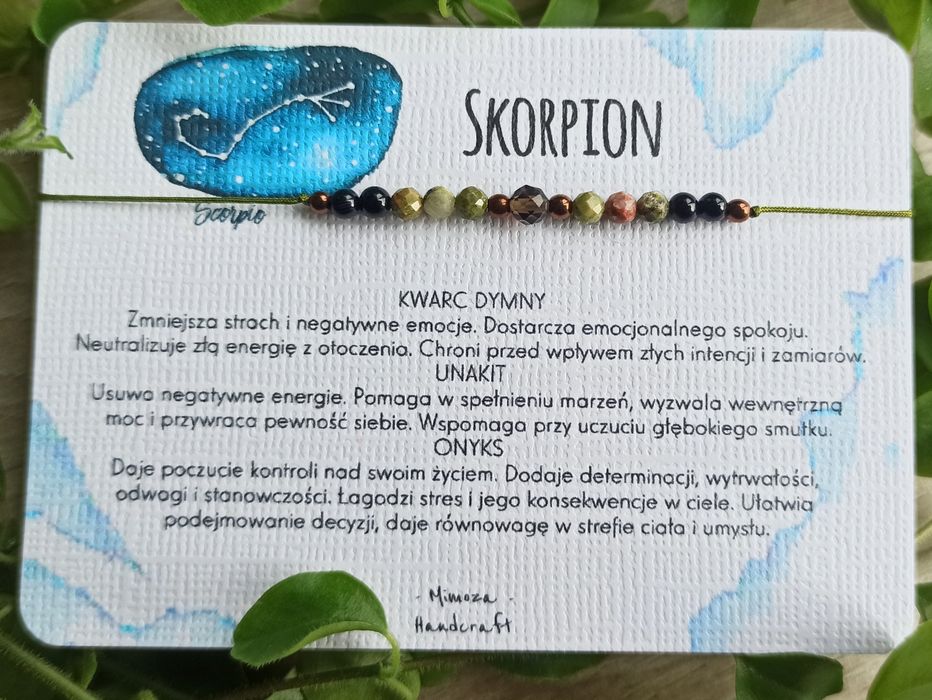 Skorpion, bransoletka na szczęście, kamienie amulet