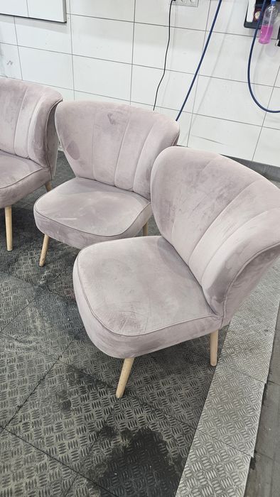 4 krzesła glamour pudrowy róż