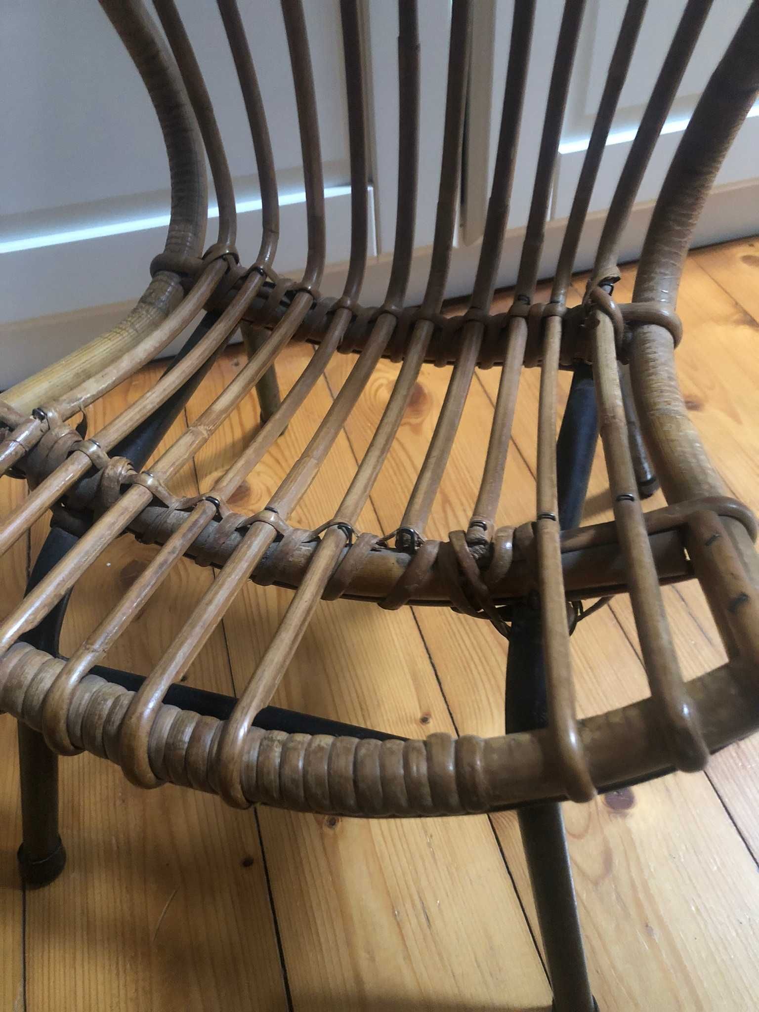 Stary fotelik krzesełko dziecięce bambus rattan lata 60 czasy PRL