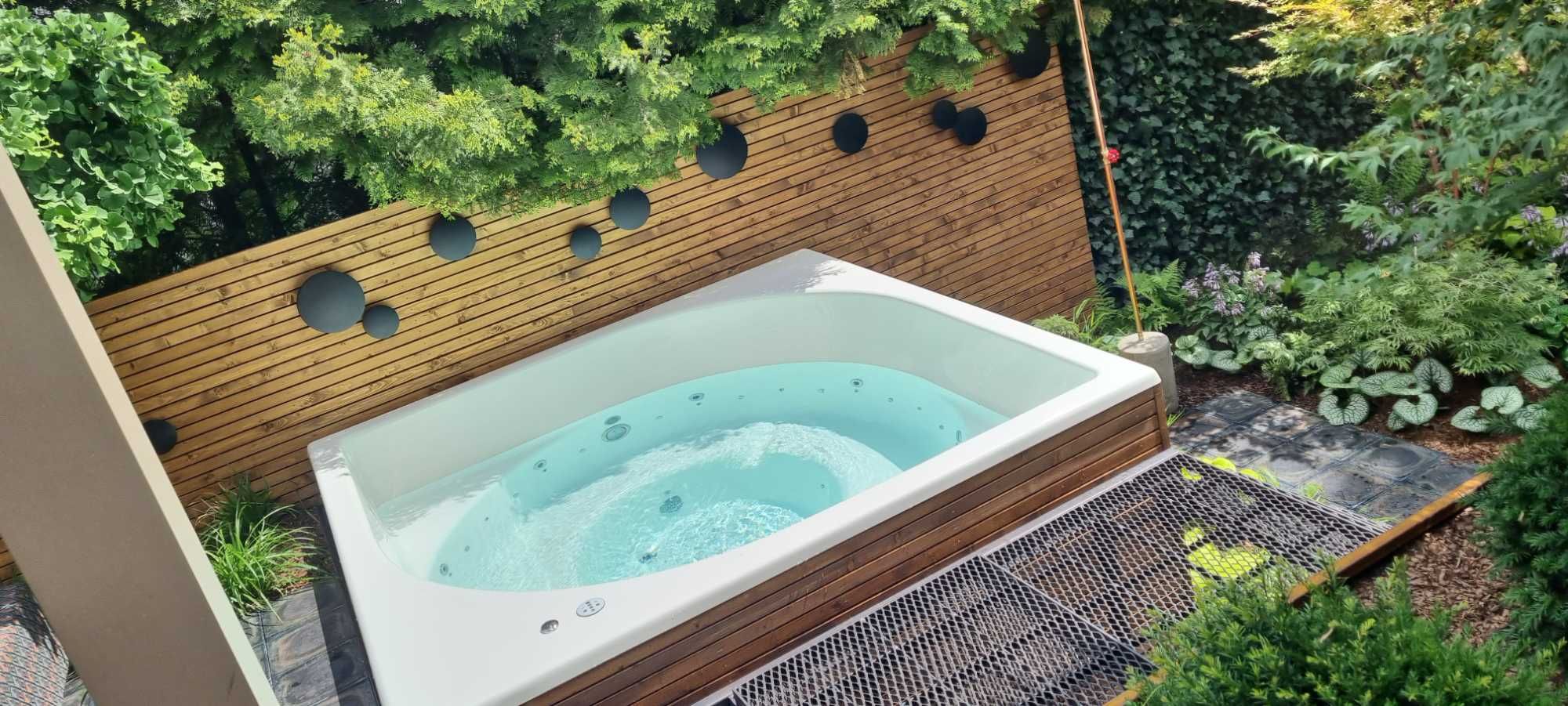 Balia ogrodowa kwadratowa jacuzzi piec opalany drewnem elektryczny gaz