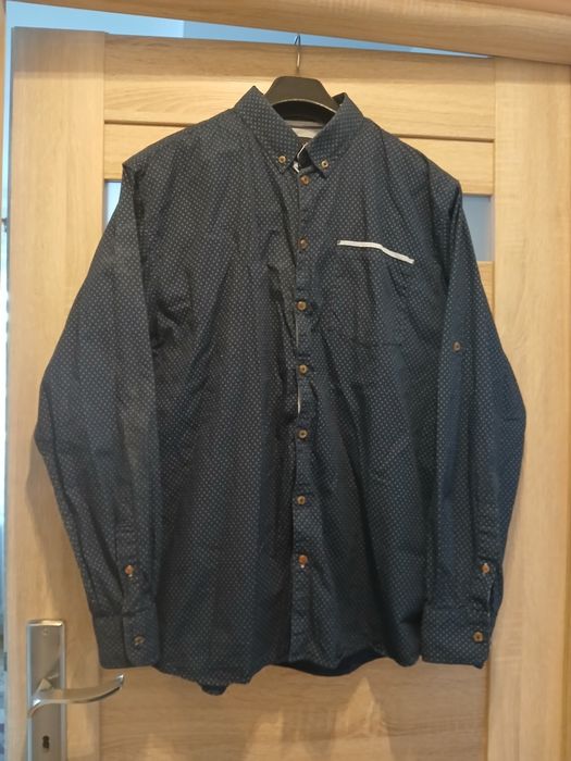Męska granatowa elegancka koszula w łezki carry xxl stan idealny