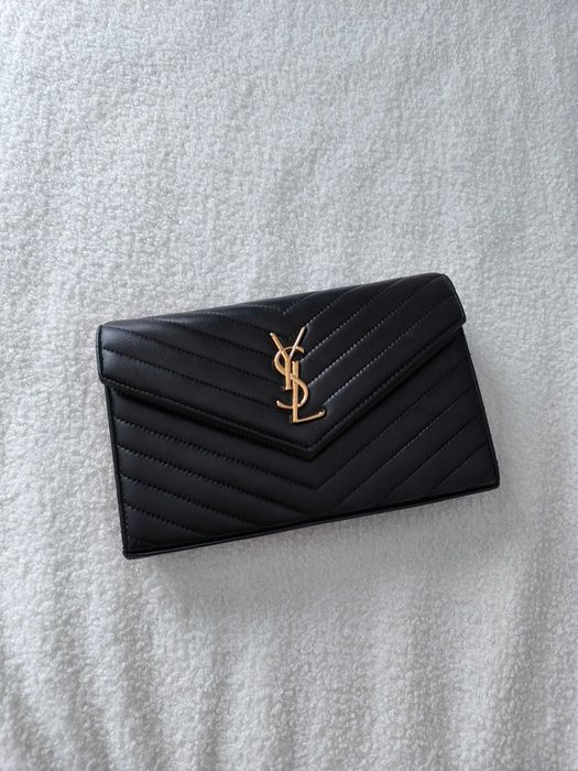 Kopertówka Ysl czarna skóra naturalna