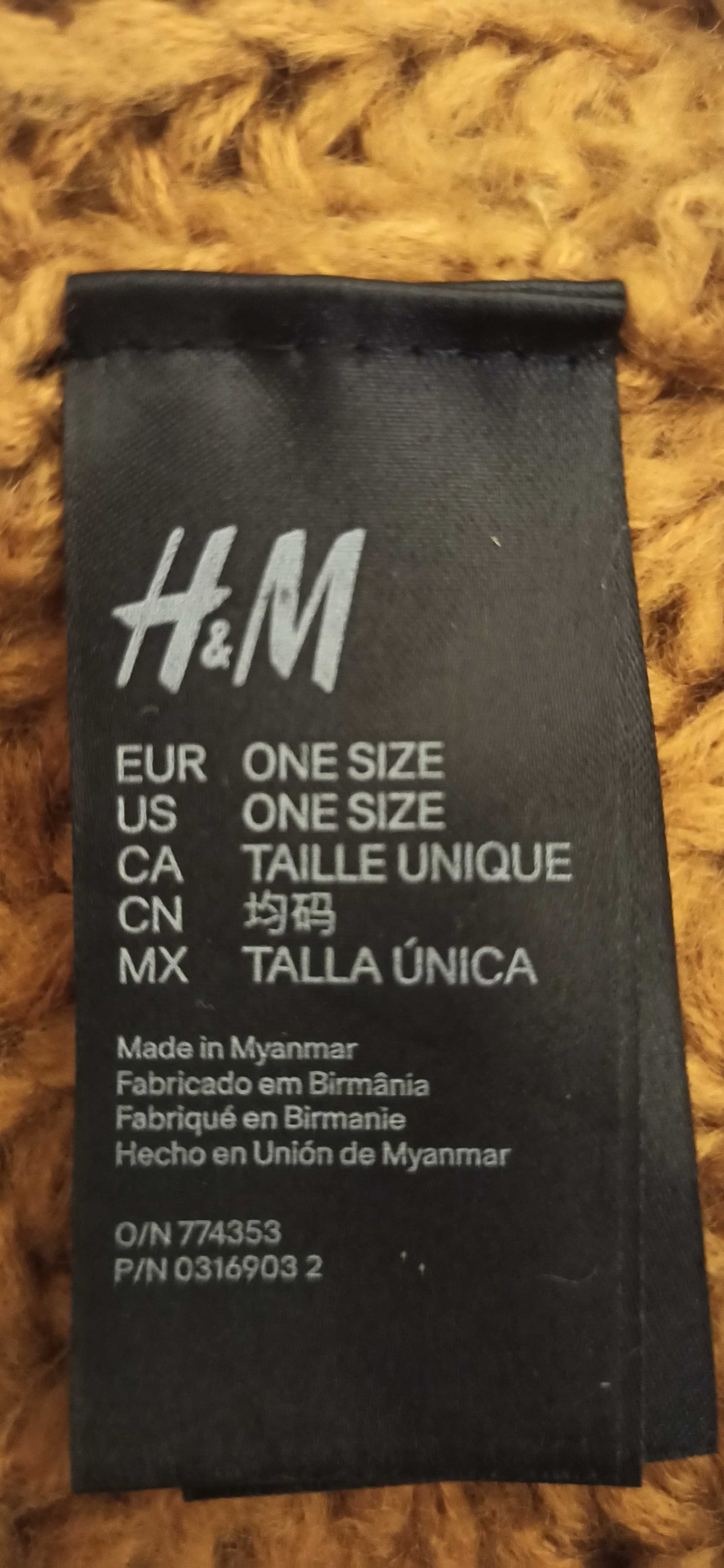 Komin damski musztardowy zimowy ciepły dziewczęcy H&M