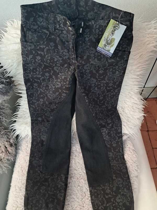 Bryczesy kwiatowy print nowe r.40