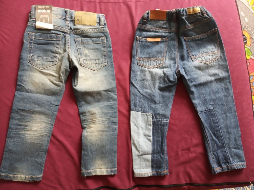 2 pary Z metką spodnie jeansowe jeansy 92-98