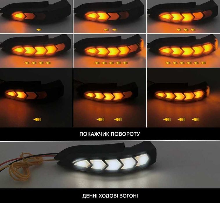 Динамічні LED поворотники, DRL в дзеркала Lexus, Toyota, Scion