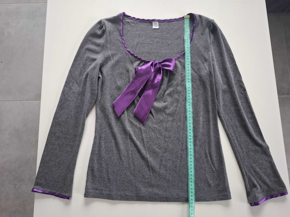 Damska góra piżamy Italian Fashion L fioletowa kokarda długi rękaw