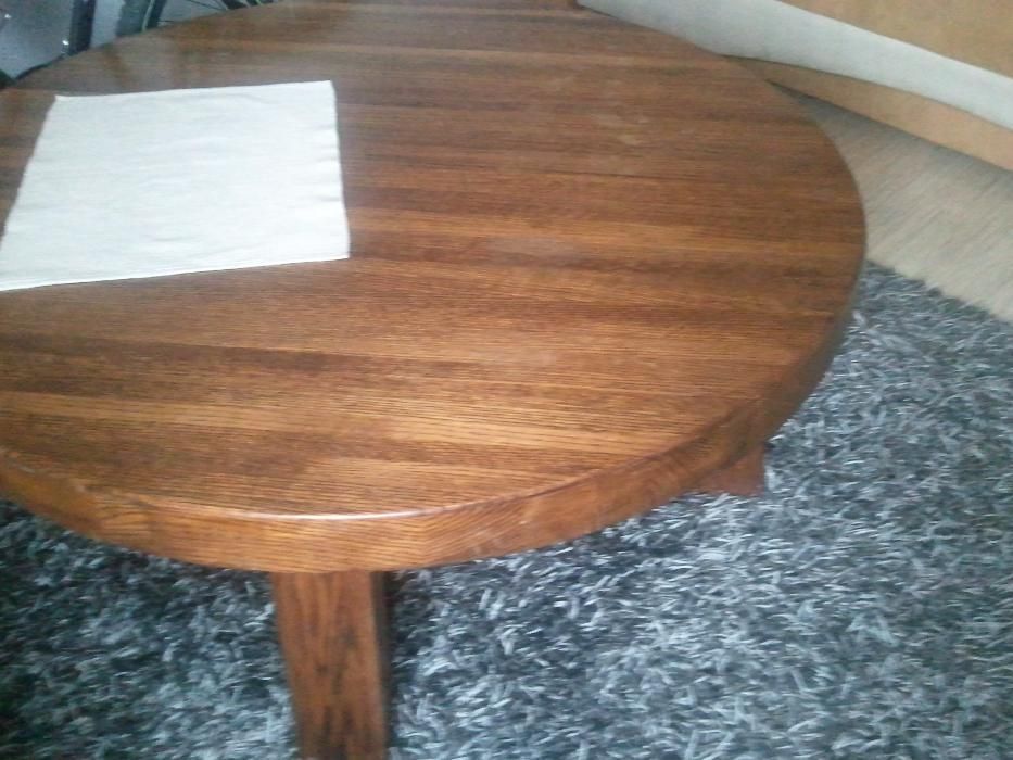 Stolik drewniany dębowy okrągły 115 cm/ 48 cm stół lite drewno dąb