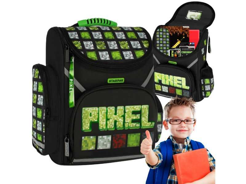 Plecak do Szkoły dla Chłopca Minecraft Klasa 1 3 Czarny Zielony