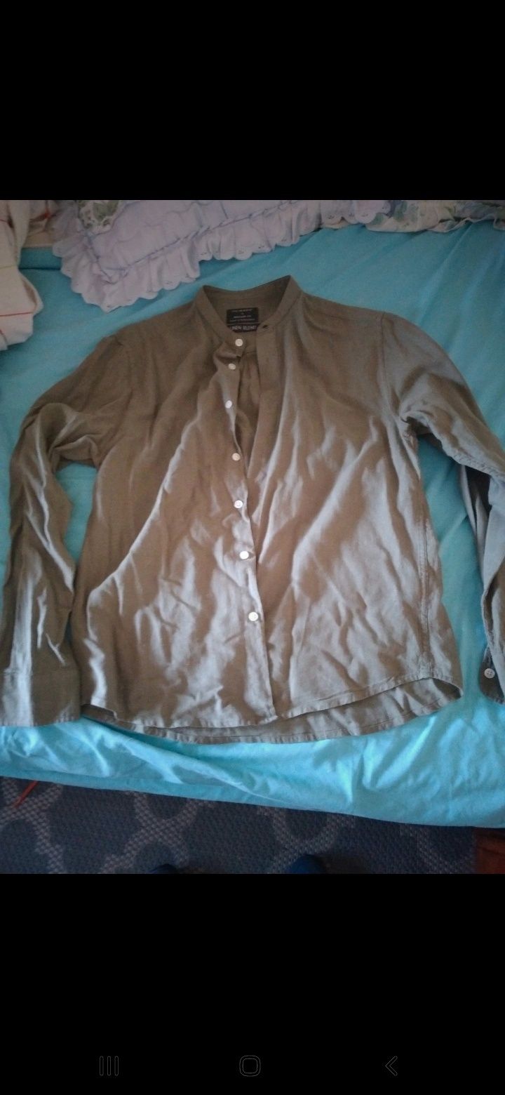 Camisa linho verde kaki Primark tam M