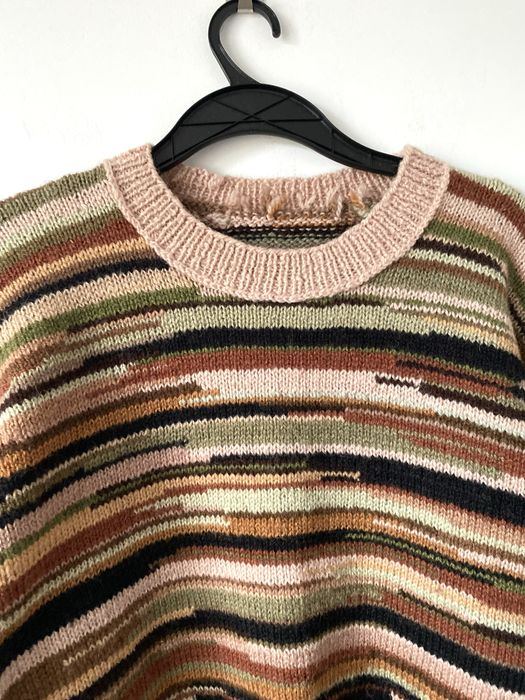 Wełniany sweter handmade pasy oversize