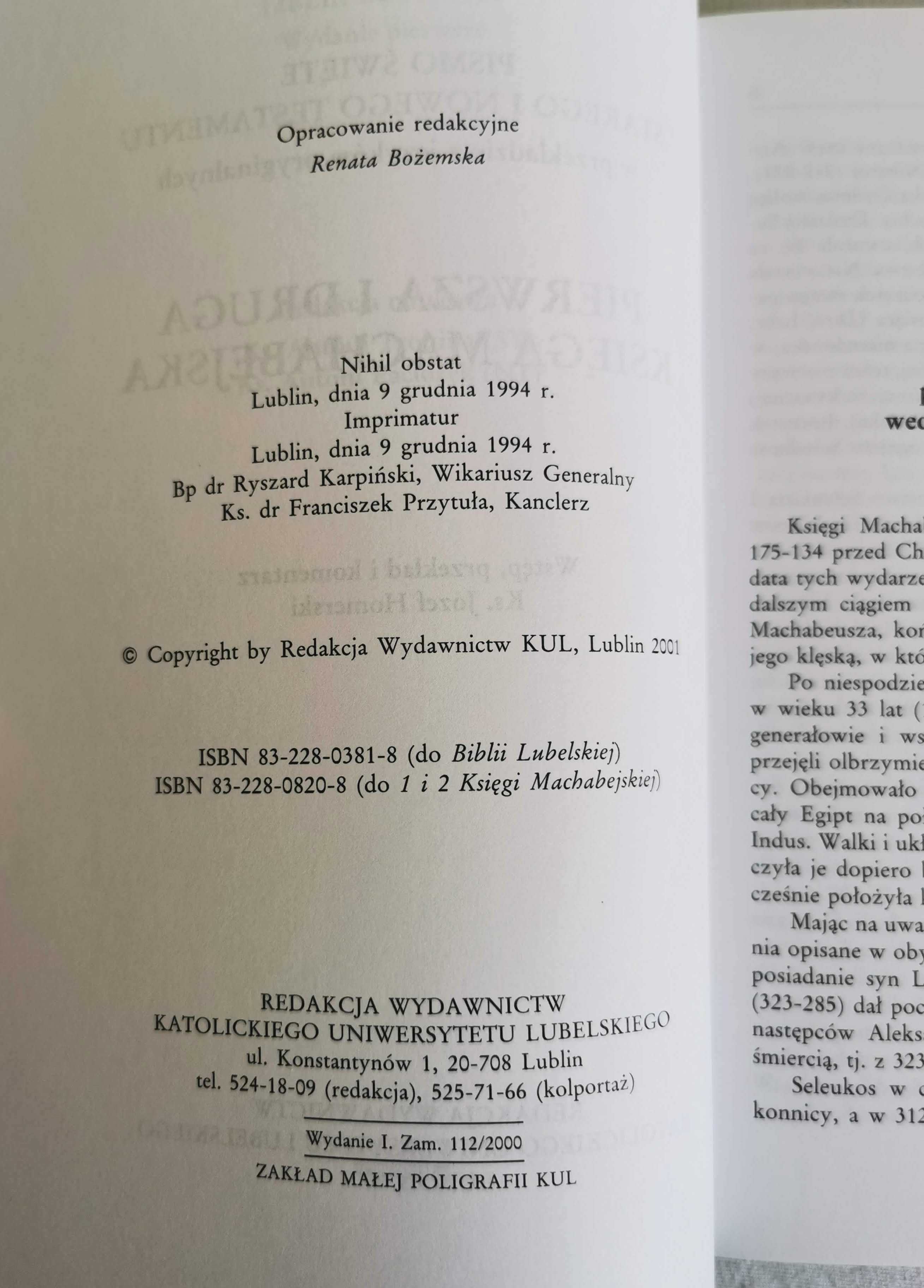 Biblia Lubelska – Pierwsza i Druga Księga Machabejska