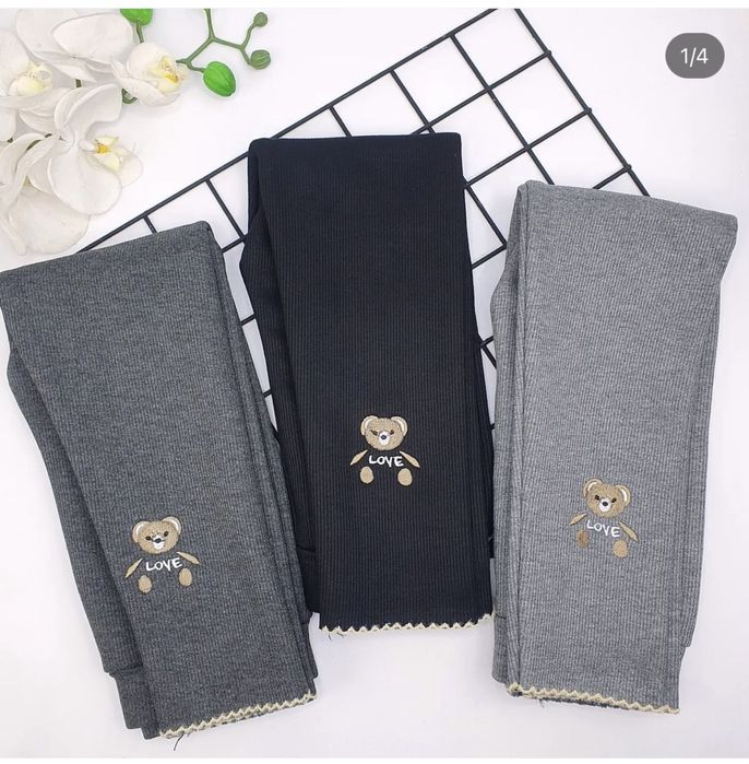 Теплі лосинки на флісі з медведиком