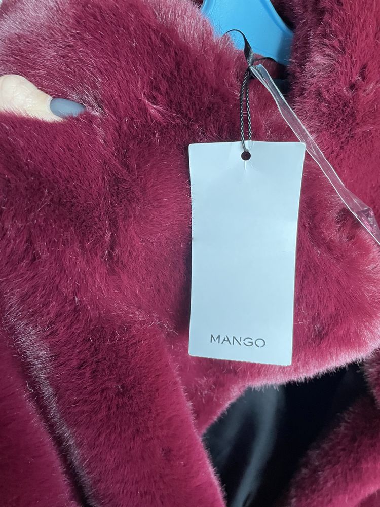 Шуба Mango Бордо тедді