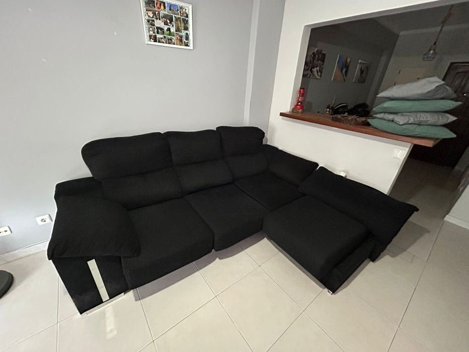 Sofa  preto com chaise longue