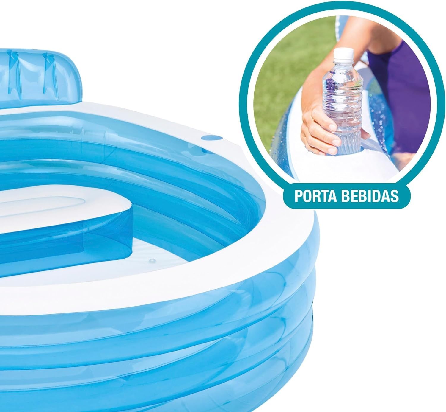 Piscina insuflável familiar com sofá e encosto 218 x 229 x 79 cm  NOVO