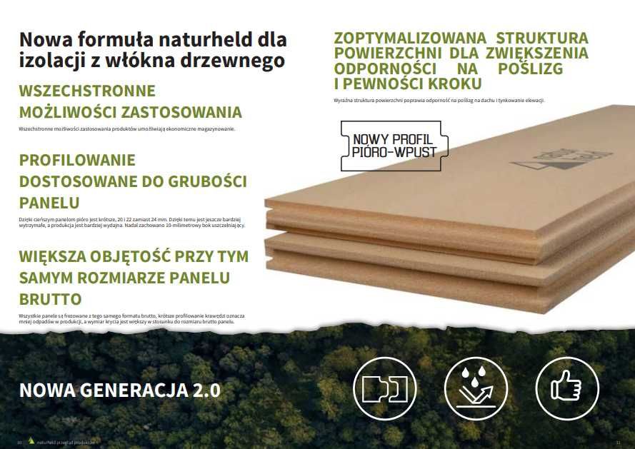 Wełna drzewna NATURHELD 180 – płyta 40mm 4cm, pióro-wpust, 615×1880 mm