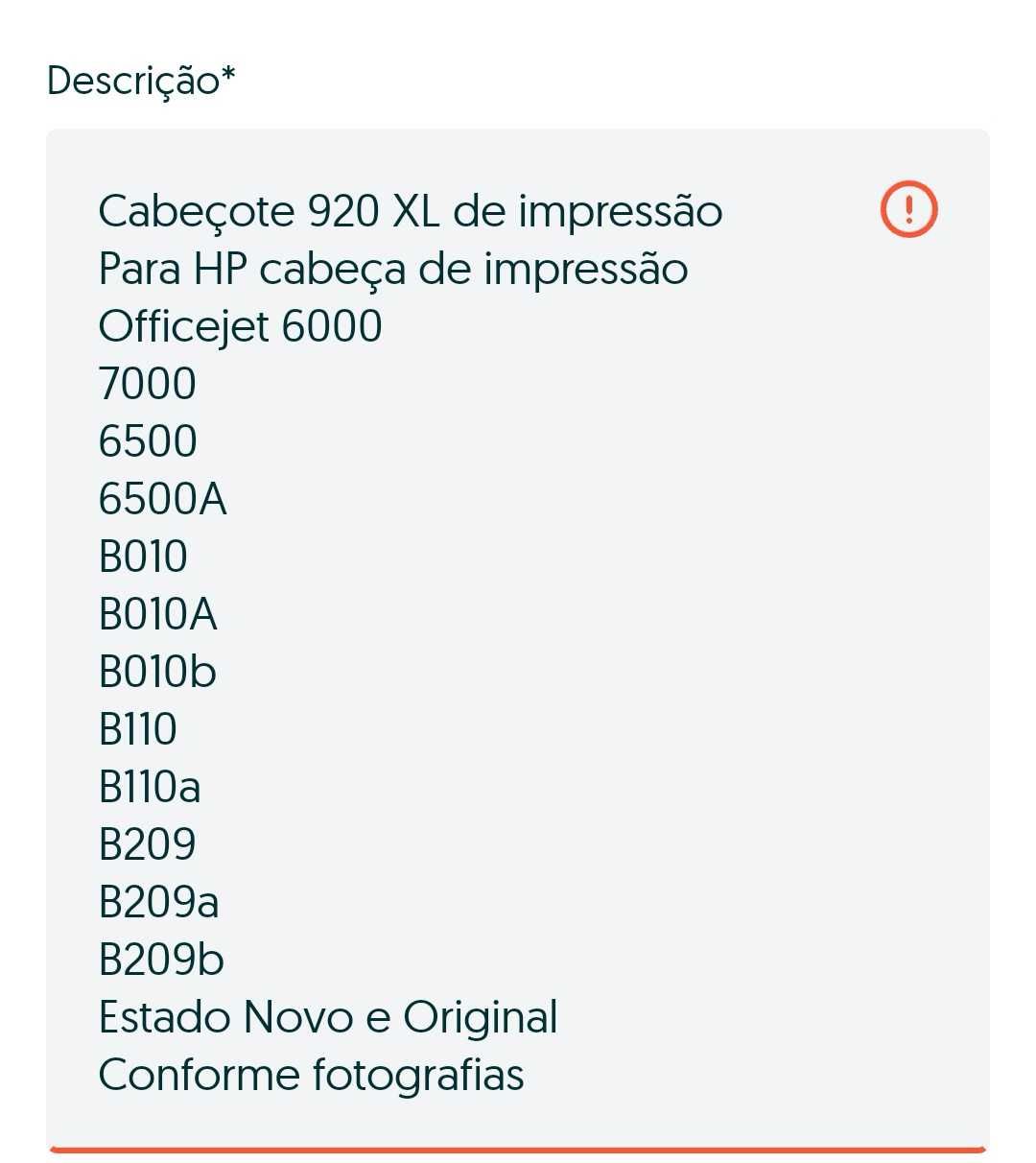 Cabeçote HP 920 Officejet - Novo