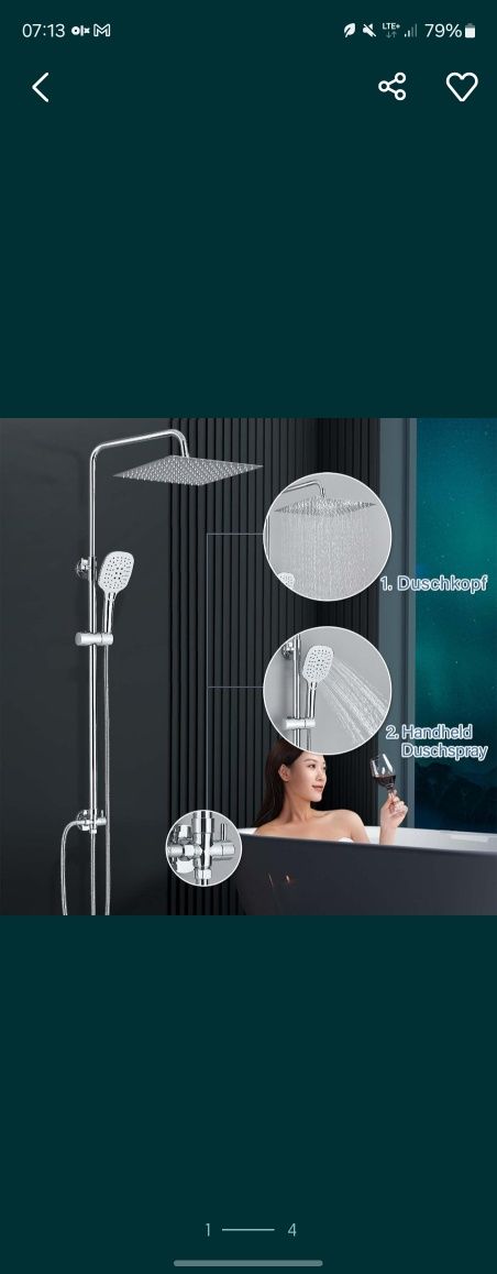 Komplet prysznicowy deszczownica wraz z słuchawką
