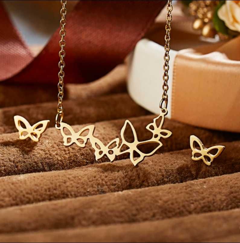 Zestaw biżuterii w kształcie motylków
