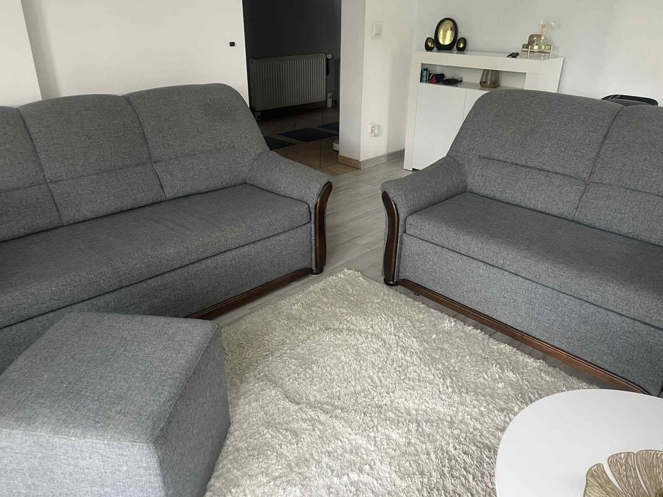 Komplet kanap kanapa z funkcją spania + pufa, sofa, sofy, pojemnik