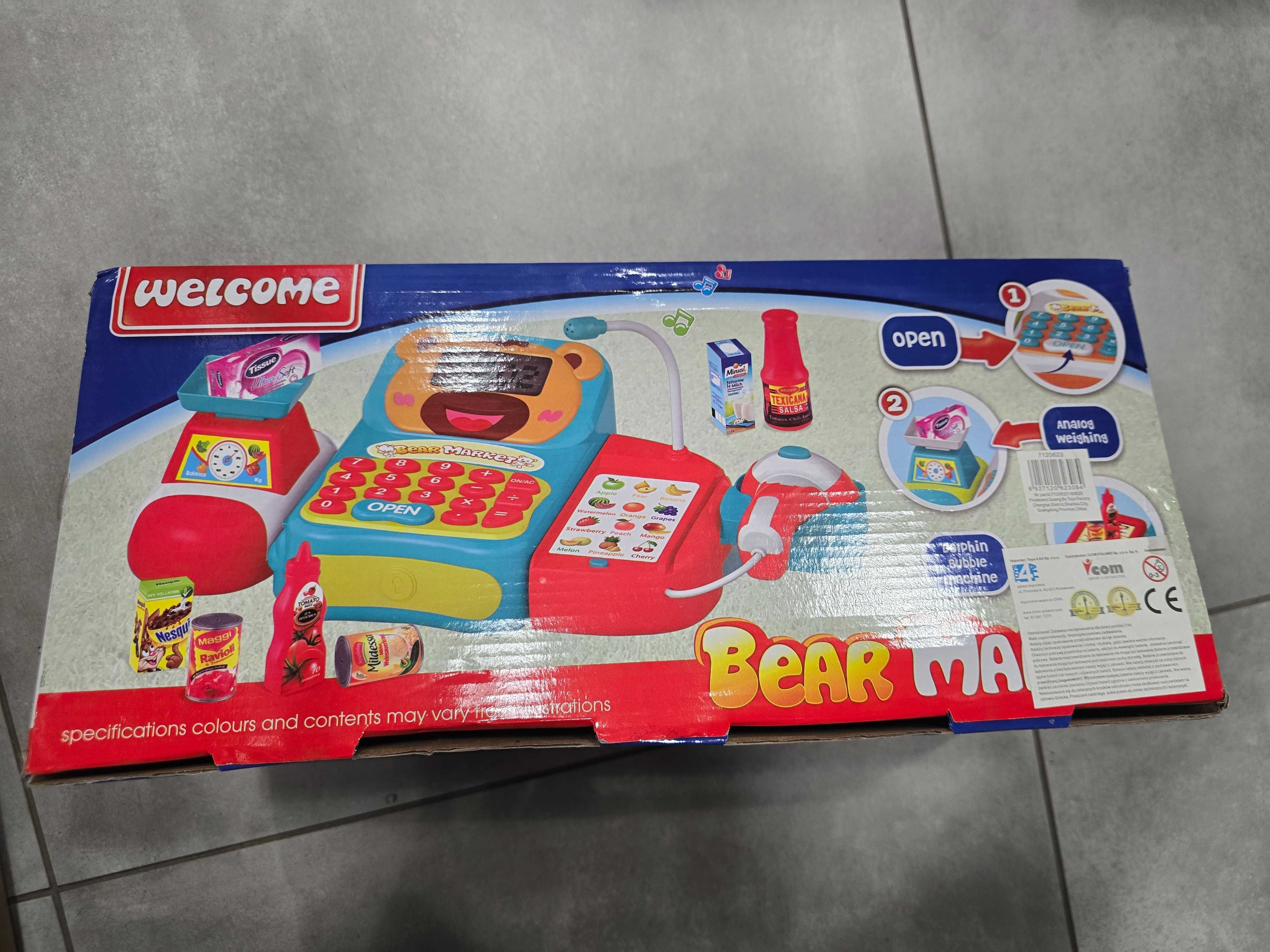Kasa fiskalna z akcesoriami supermarket zabawa w sklep