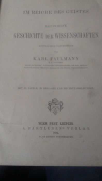 KSIĄŻKA Z 1894 im reiche des geistes von karl faulmann 1894