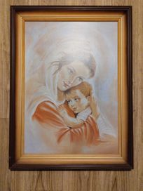 obraz w ramie matka boża z dzieciatkiem