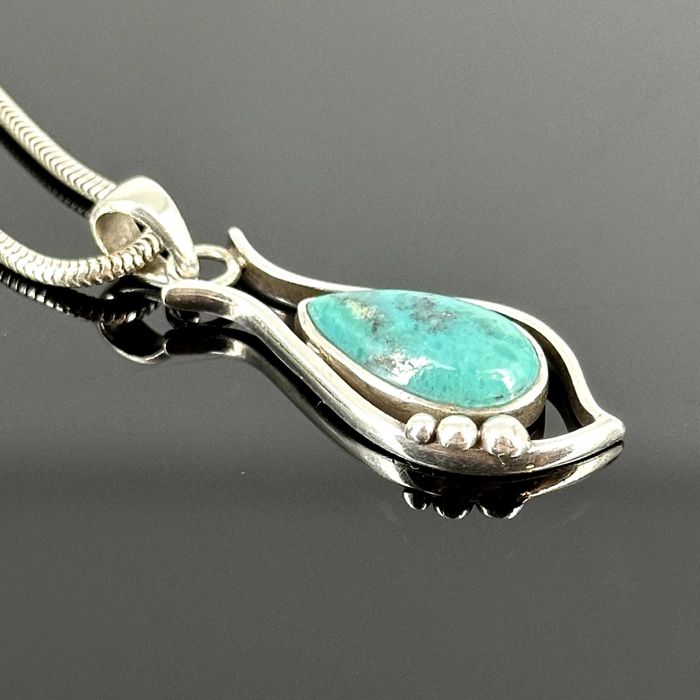 Srebro - Srebrna przywieszka do łańcuszka z Turkusem - próba 925