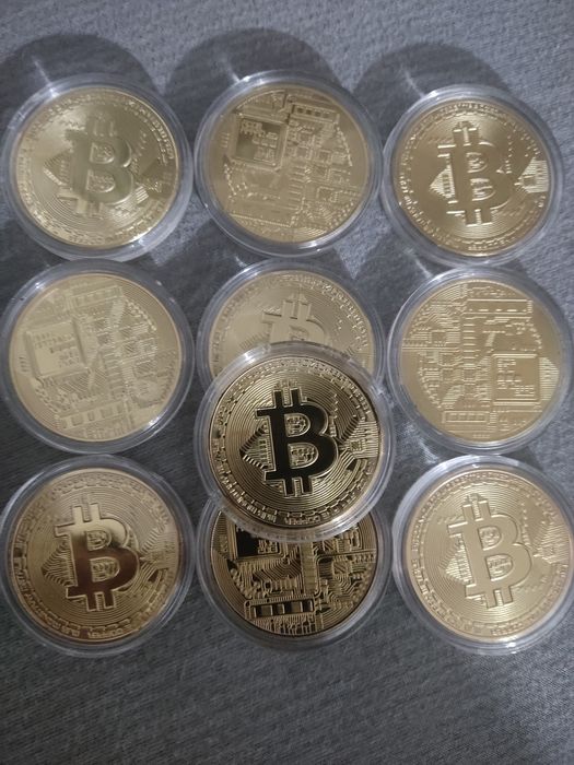 Lotes com 10 medalhas BITCOIN de 40mm c\ cápsula
